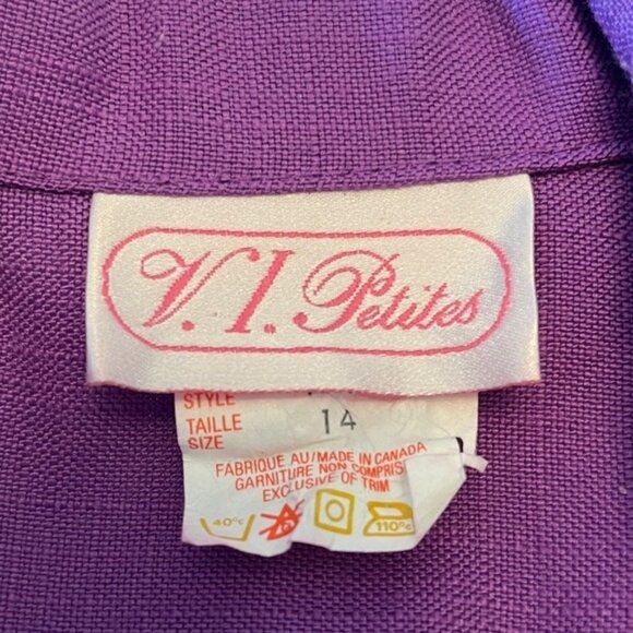 V.I.Petites Vintage Double Breasted Purple Midi Dress Retro 80 S 90 S Canada - Picture 8 of 13